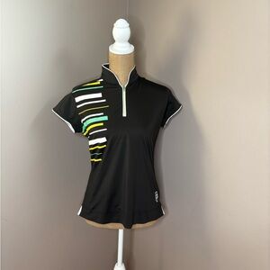 Adidas Clima cool Golf Tennis Pickleball Quarter Zip short Sleeve Black Shirt M